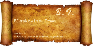 Blaskovits Irma névjegykártya